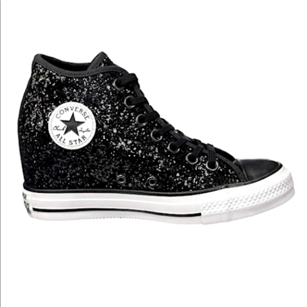 Converse Wedge Sneaker Black sparkly Size 5 womens